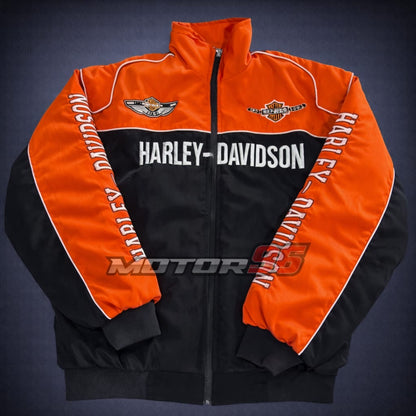 Chaqueta Harley-Davidson Racing – Edición Clásica Naranja & Negro