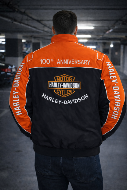 Chaqueta Harley-Davidson Racing – Edición Clásica Naranja & Negro