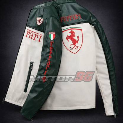 Chaqueta de cuero Ferrari verde