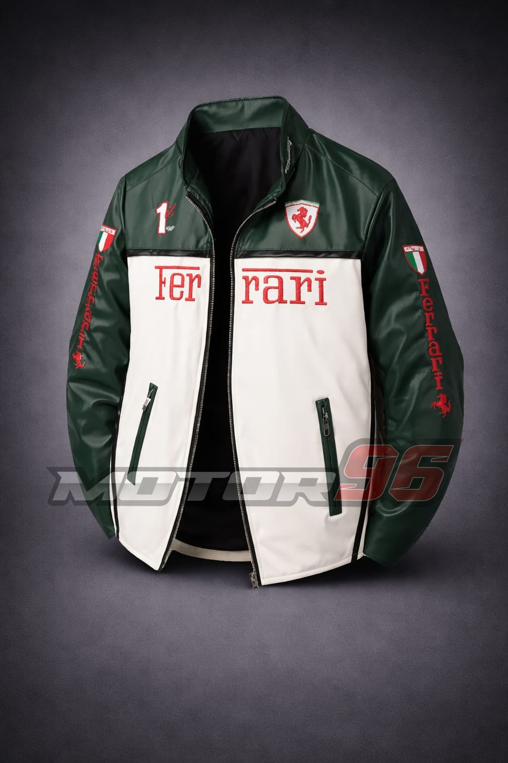 Chaqueta de cuero Ferrari verde