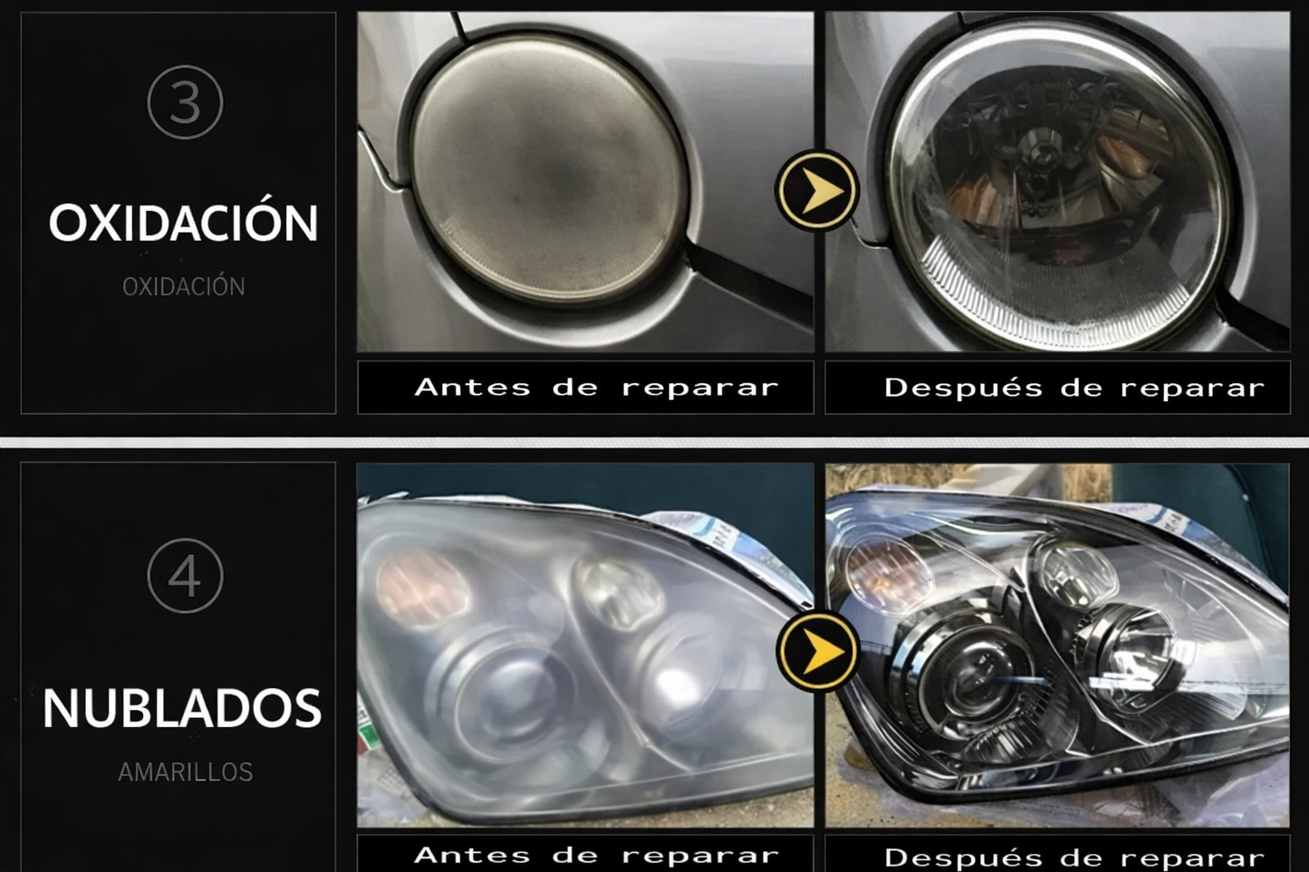 Kit de pulido para faros Renovador automático de faros Restauración de luces Limpieza del coche 300 ml