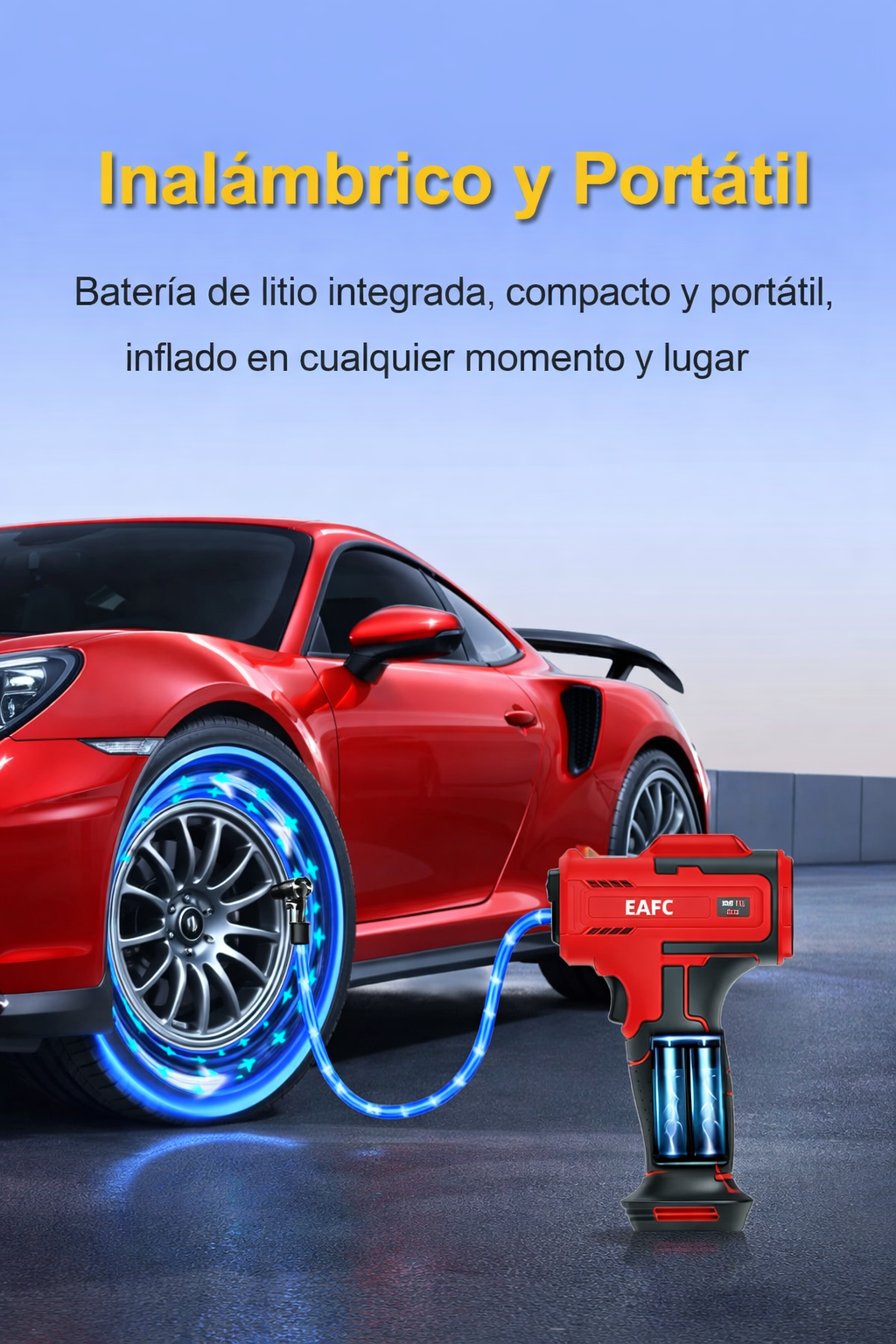 Bomba de aire inalámbrica para coche 150PSI Compresor eléctrico portátil Bomba inflador de neumáticos